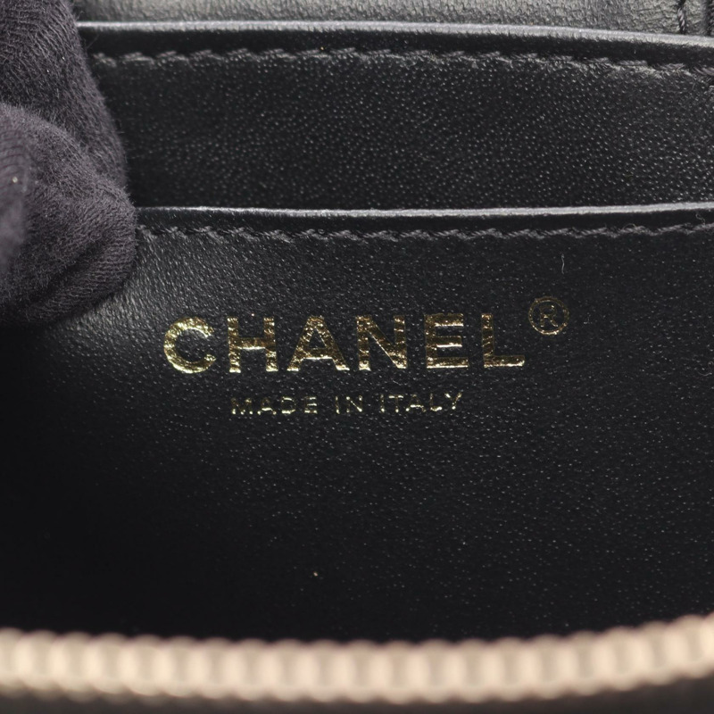 香奈兒 (CHANEL) 絎縫鏈條斜背化妝包 AS1628 羊皮黑色金扣-3