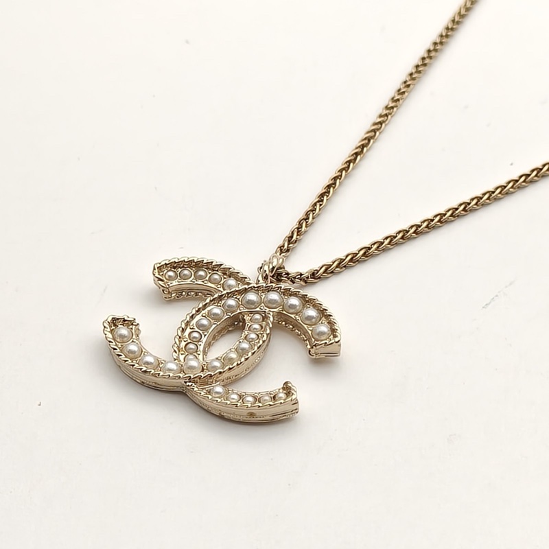 CHANEL 合金雙C珍珠logo項鏈-2