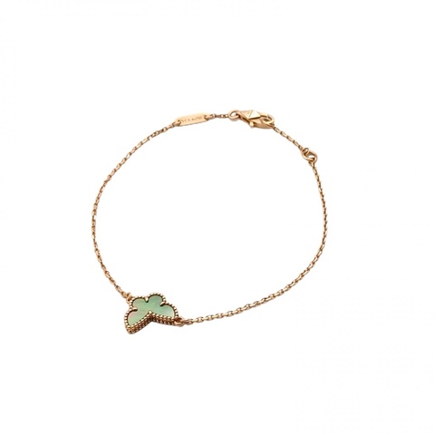 VAN CLEEF&ARPELS 18K玫瑰金灰貝母SweetAlhambra小號蝴蝶手鏈