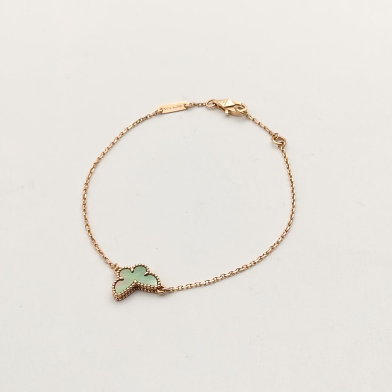 VAN CLEEF&ARPELS 18K玫瑰金灰貝母SweetAlhambra小號蝴蝶手鏈-1