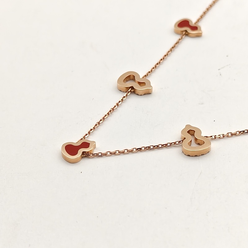 Qeelin 18K玫瑰金鑽石Wulu系列紅琺瑯五葫蘆手鏈-3