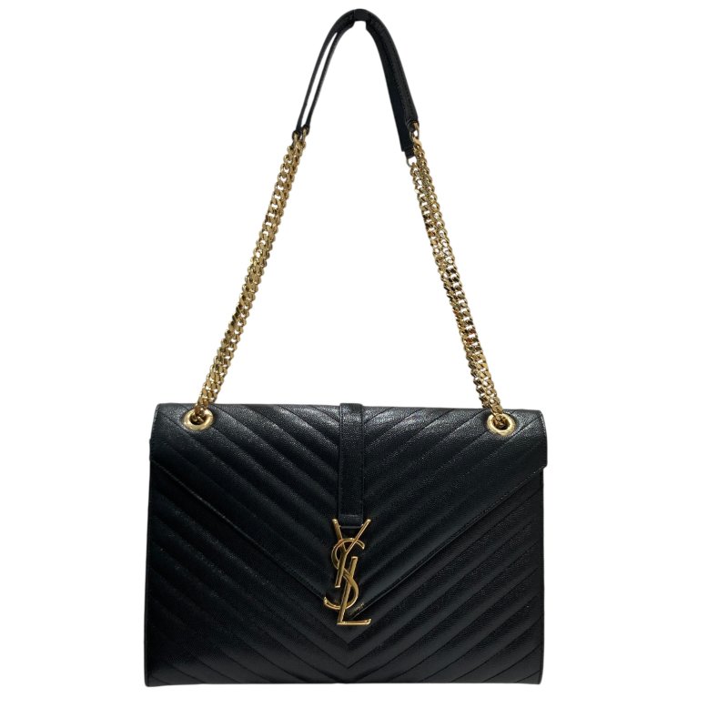 SAINT LAURENT 聖羅蘭 354118 CASSANDRE CHAIN BAG 荔枝皮革 鍊帶 肩背包 黑-0