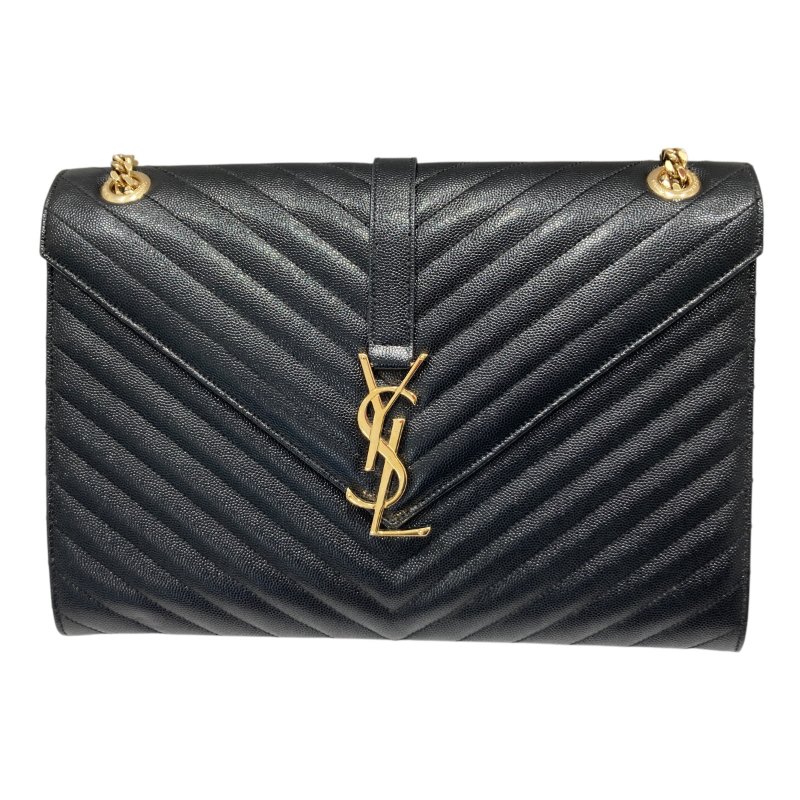 SAINT LAURENT 聖羅蘭 354118 CASSANDRE CHAIN BAG 荔枝皮革 鍊帶 肩背包 黑-2