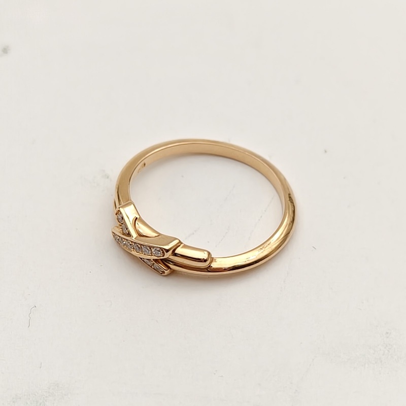 CHAUMET 18K玫瑰金鑽石JeuxdeLiens歡·緣戒指鑲鑽交叉戒指-2