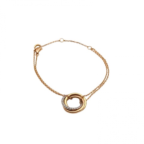 CARTIER 18K黃金18K白金18K玫瑰金鑽石Trinity三色三環手鏈