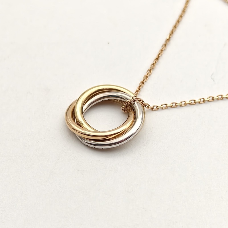CARTIER 18K黃金18K白金18K玫瑰金鑽石Trinity三色三環手鏈-3