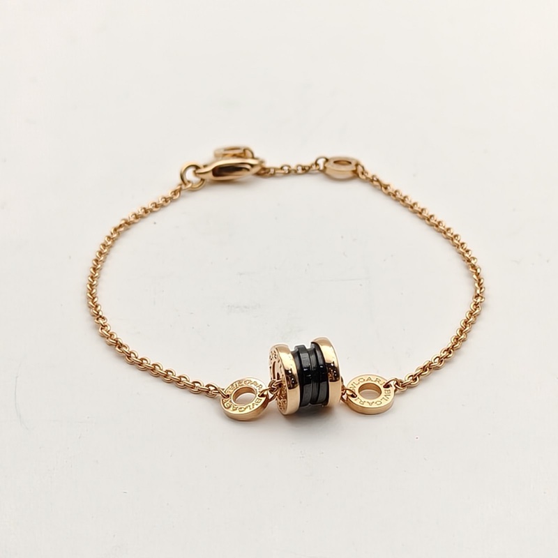 BVLGARI B.ZERO1小彈簧手鏈18K玫瑰金/黑陶瓷M-L碼-1