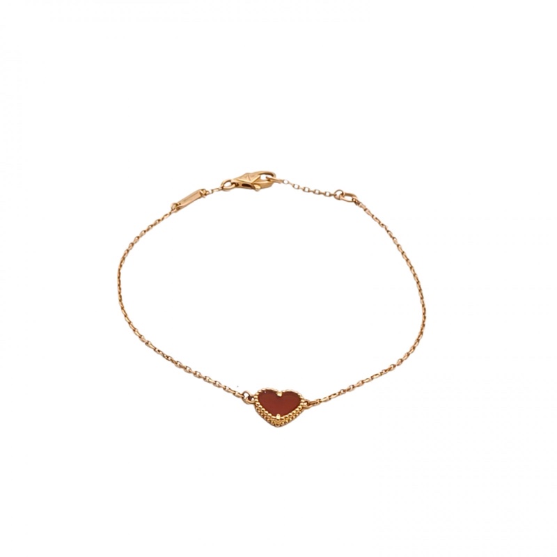 VAN CLEEF&ARPELS SweetAlhambra小號愛心手鏈18K玫瑰金/紅玉髓S-M碼-0