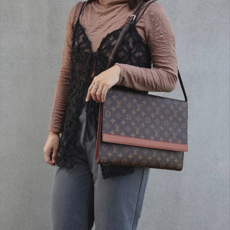 𝐋𝐎𝐔𝐈𝐒 𝐕𝐔𝐈𝐓𝐓𝐎𝐍老花紅皮𝟗𝟎𝐬筆電文件包-1