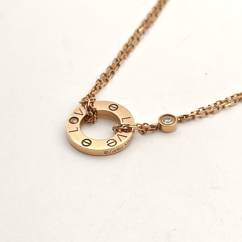 CARTIER LOVE小餅鑲嵌2顆鑽石手鏈18K玫瑰金S-M碼-2