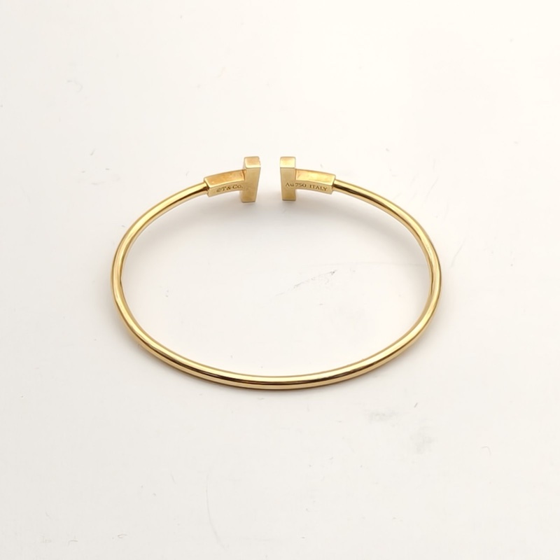 TIFFANY&CO 18K黃金綠松石黃金TiffanyT線圈手鐲中號-3