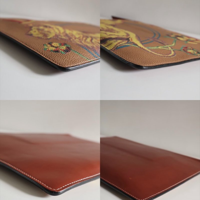 𝐋𝐨𝐞𝐰𝐞荔枝牛皮獅紋圖騰筆電包-7