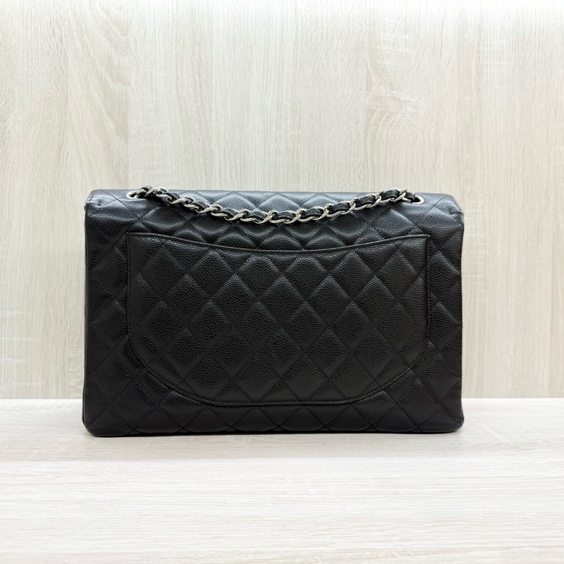 CHANEL黑色牛皮銀釦單層jumbo（超美）-3