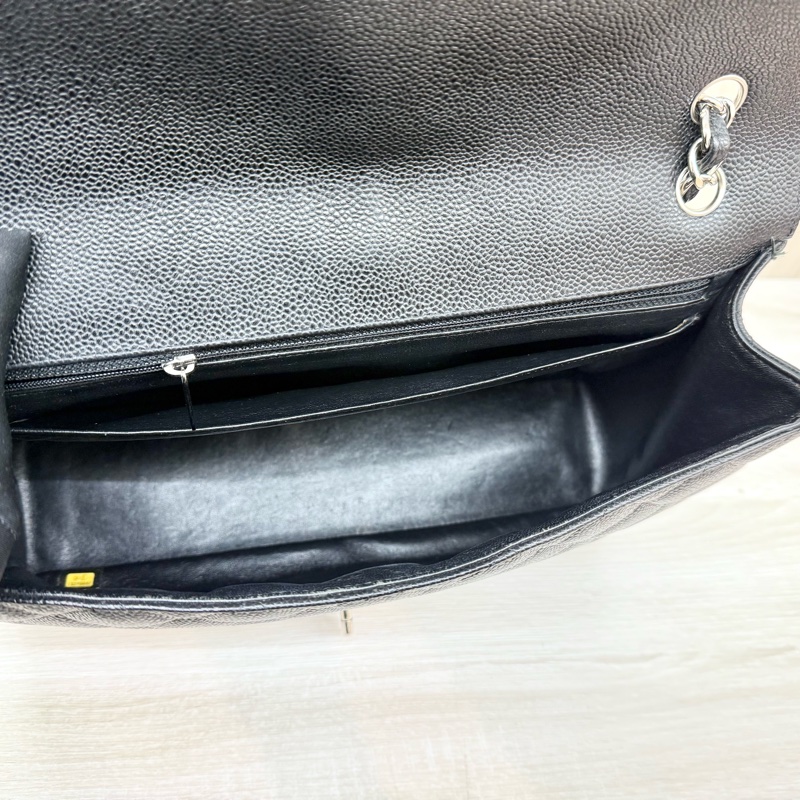 CHANEL黑色牛皮銀釦單層jumbo（超美）-7