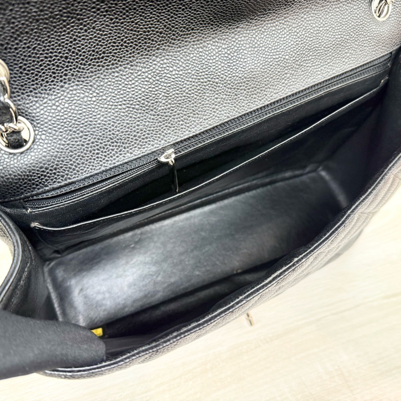 CHANEL黑色牛皮銀釦單層jumbo（超美）-8