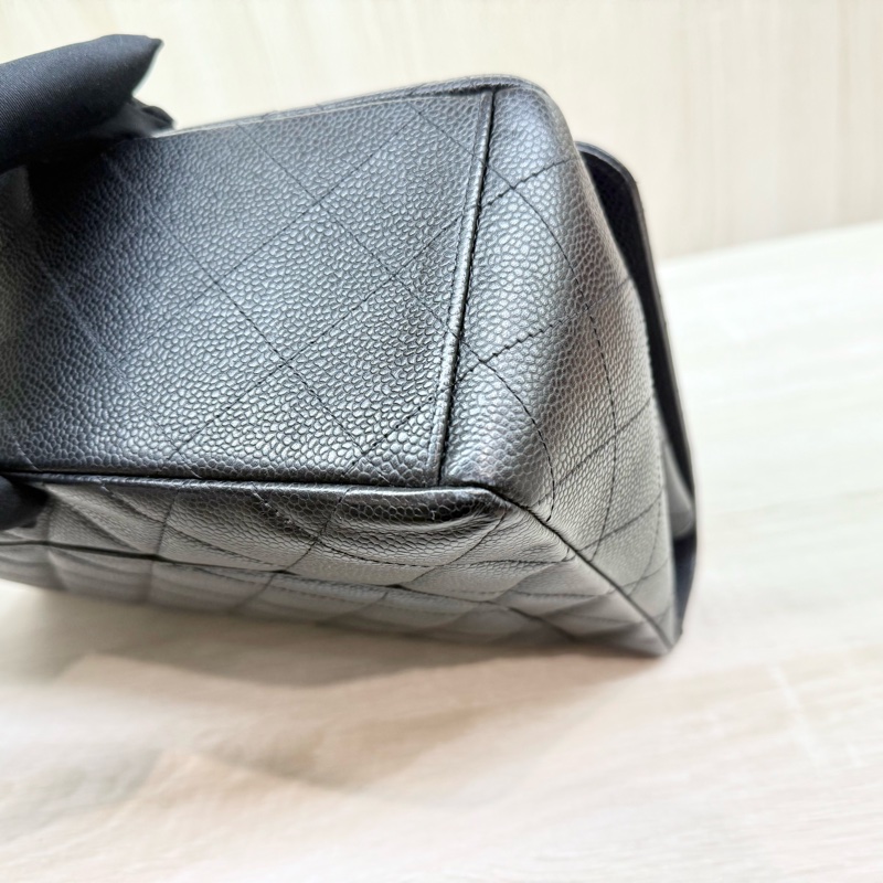 CHANEL黑色牛皮銀釦單層jumbo（超美）-12