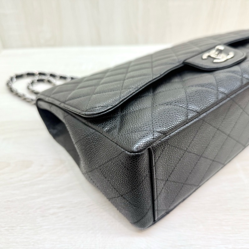 CHANEL黑色牛皮銀釦單層jumbo（超美）-14