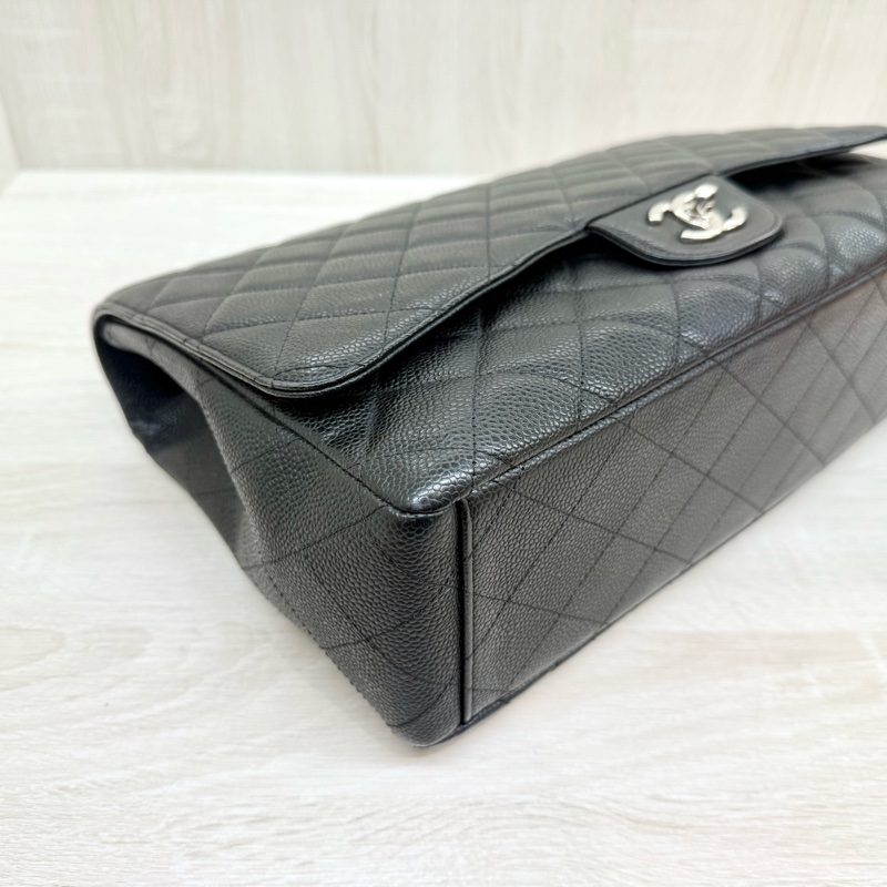 CHANEL黑色牛皮銀釦單層jumbo（超美）-17