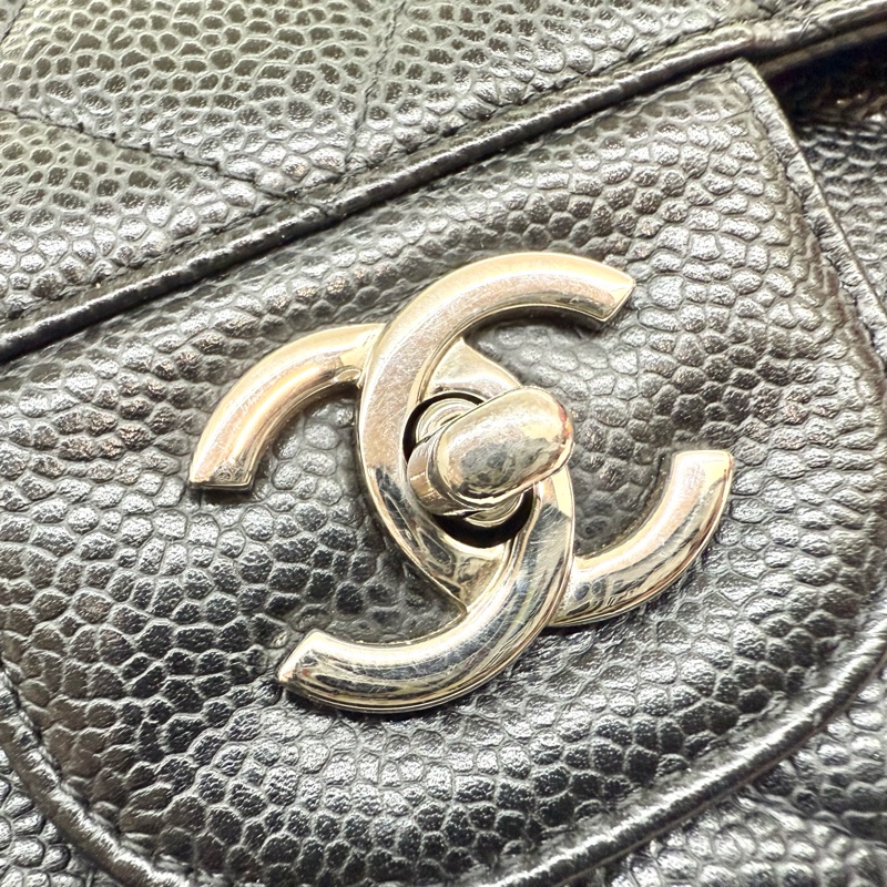 CHANEL黑色牛皮銀釦單層jumbo（超美）-20