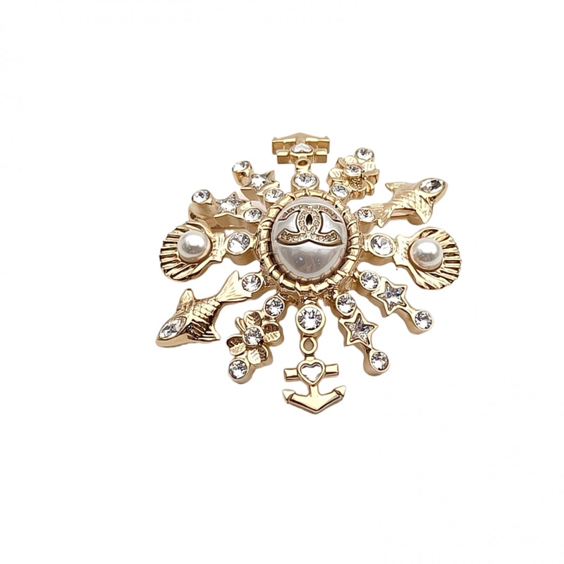 CHANEL 合金25C海洋珍珠芒星多元素胸針-0