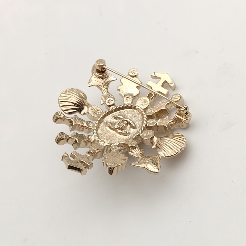 CHANEL 合金25C海洋珍珠芒星多元素胸針-3