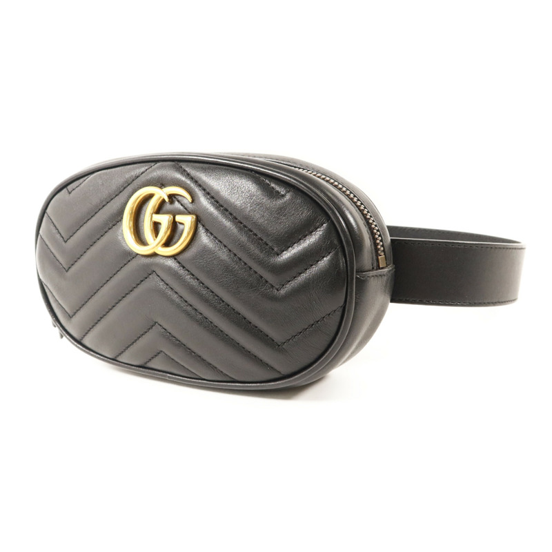 GUCCI 牛皮皮革GG Marmont Belt Bag金扣腰包-2