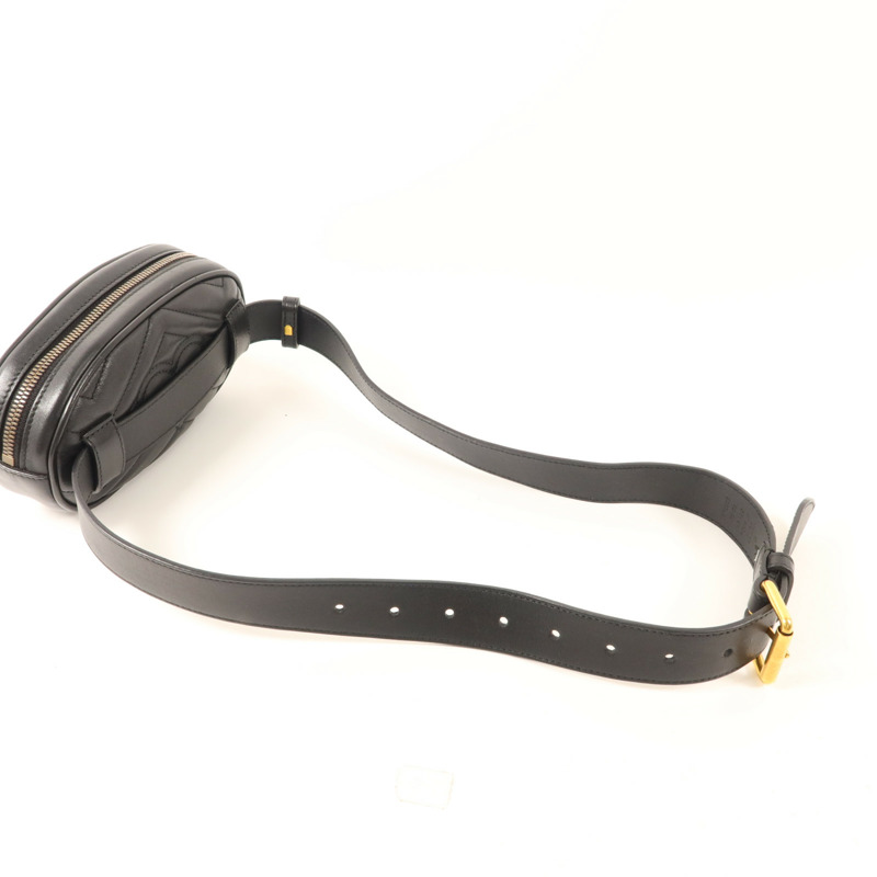 GUCCI 牛皮皮革GG Marmont Belt Bag金扣腰包-4