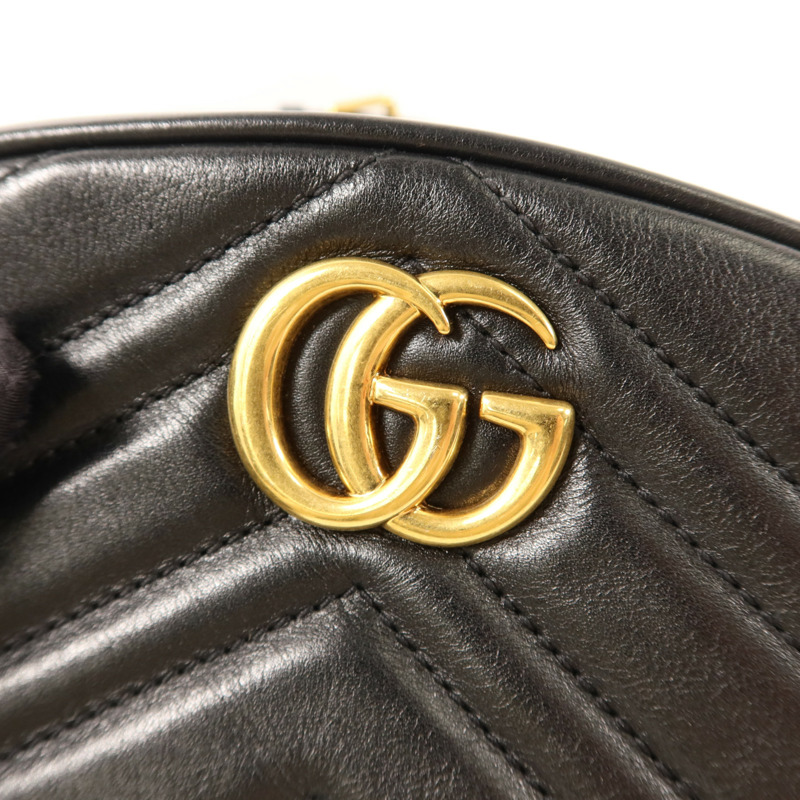 GUCCI 牛皮皮革GG Marmont Belt Bag金扣腰包-10