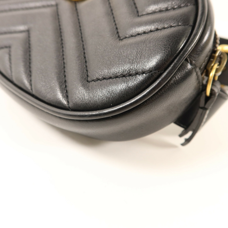 GUCCI 牛皮皮革GG Marmont Belt Bag金扣腰包-12