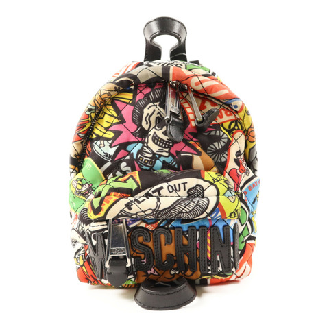 MOSCHINO 尼龍Backpack銀扣背包