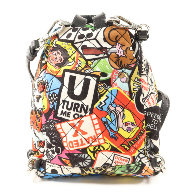 MOSCHINO 尼龍Backpack銀扣背包-1