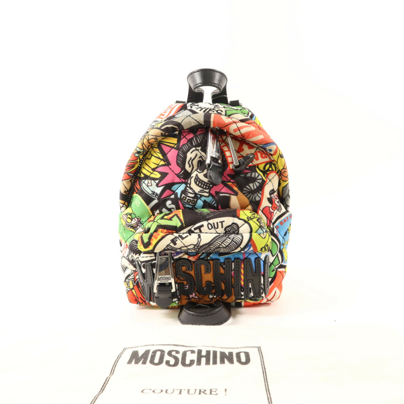 MOSCHINO 尼龍Backpack銀扣背包-16