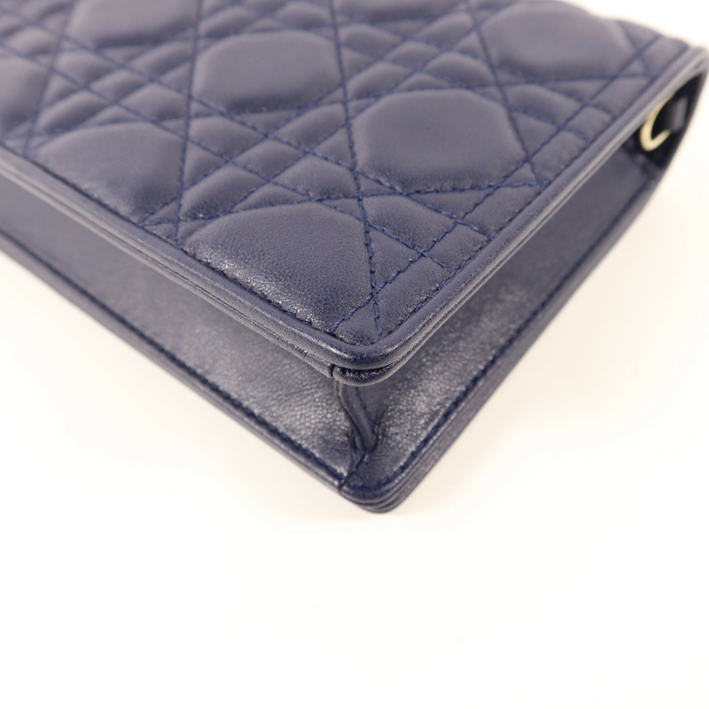 Dior 羊皮皮革Lady Dior Pouch金扣鏈帶肩背袋-17