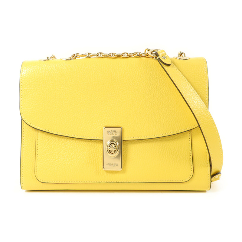 COACH 牛皮皮革Shoulder Bag金扣鏈帶肩背袋-0