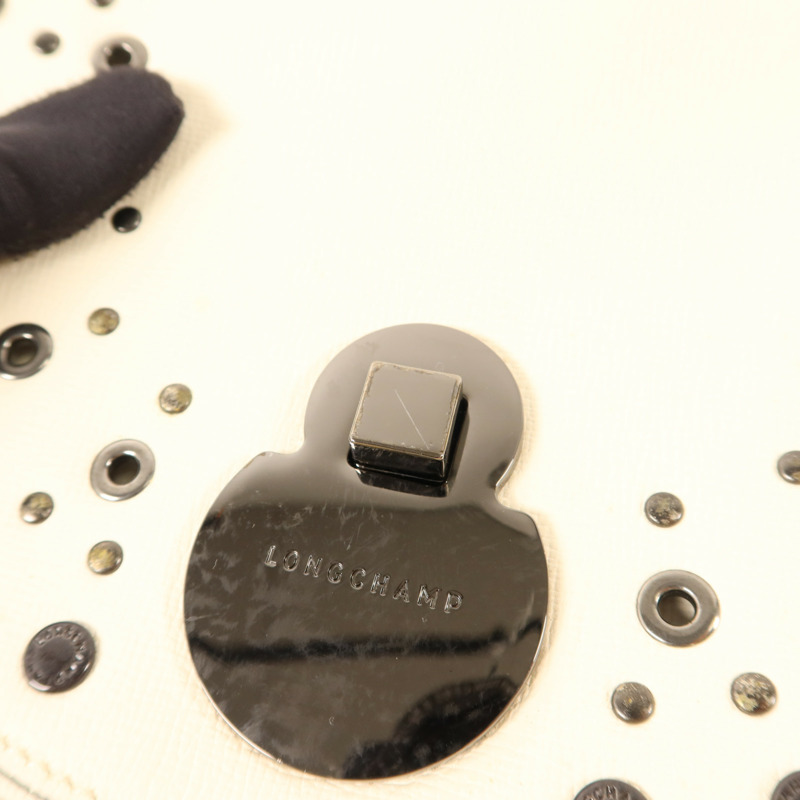 Longchamp 牛皮皮革Shoulder Bag銀扣肩背袋-9