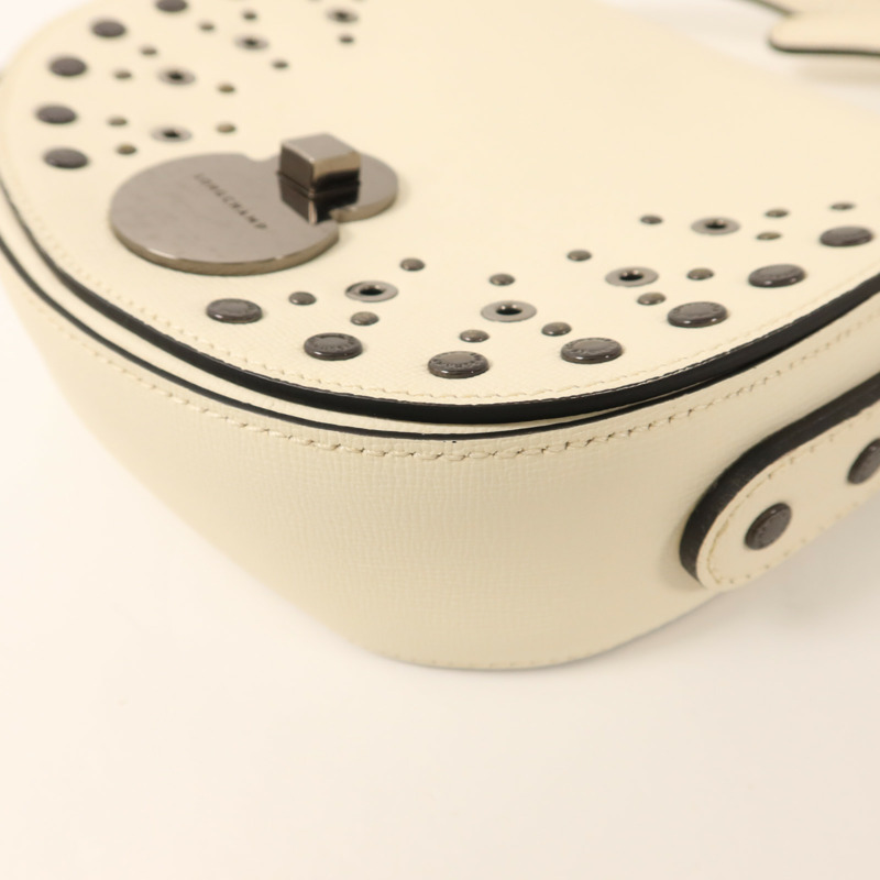 Longchamp 牛皮皮革Shoulder Bag銀扣肩背袋-10