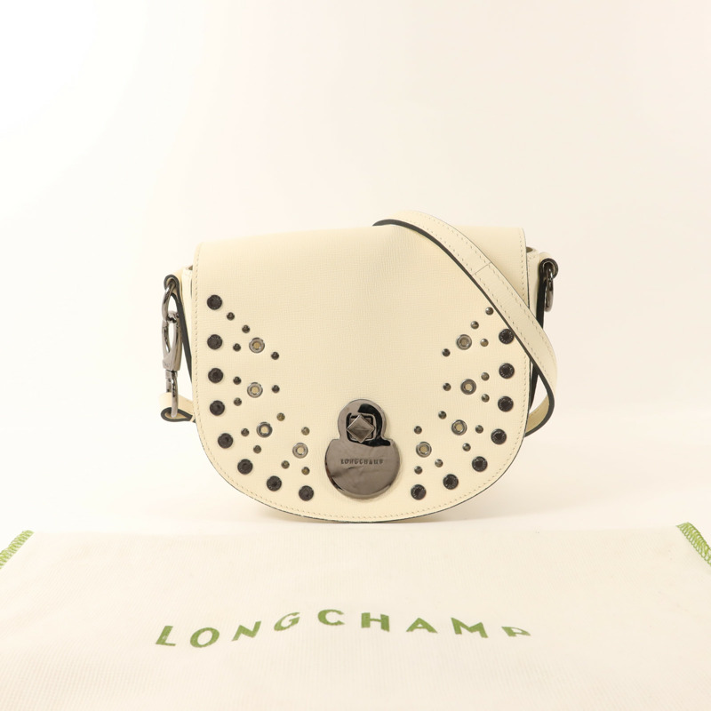 Longchamp 牛皮皮革Shoulder Bag銀扣肩背袋-16