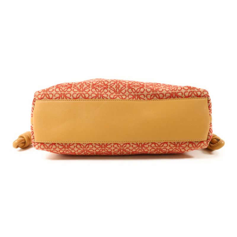 LOEWE 帆布/牛皮皮革Flamenco Medium金扣肩背袋-3