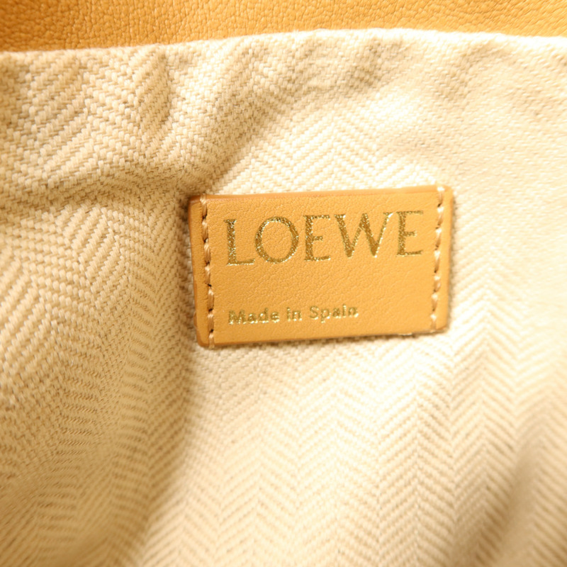 LOEWE 帆布/牛皮皮革Flamenco Medium金扣肩背袋-6