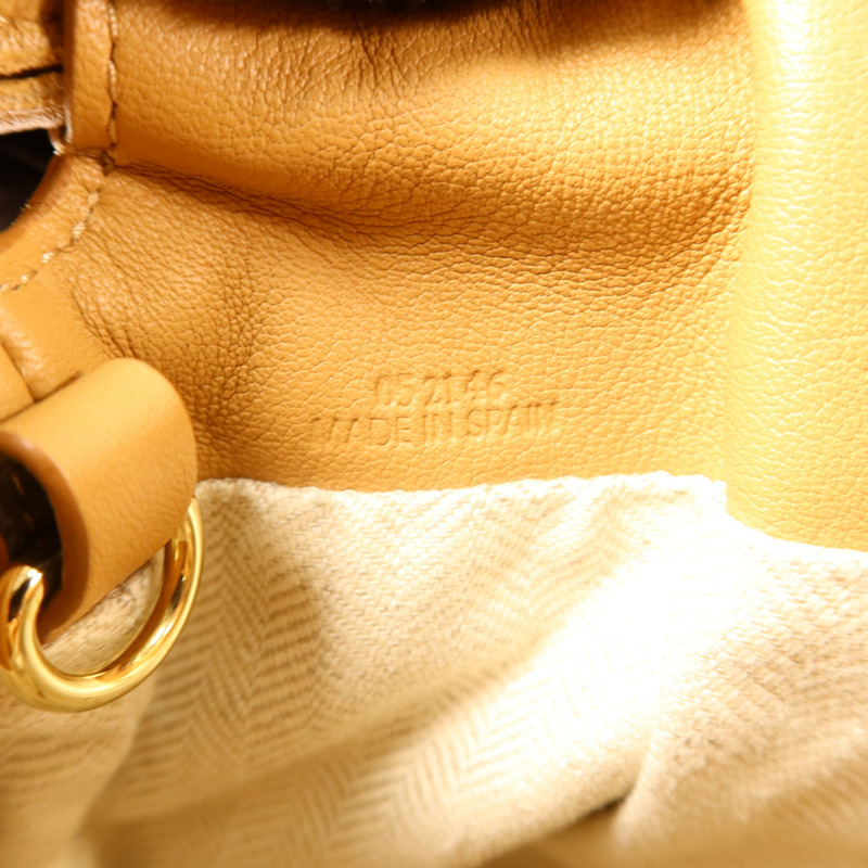 LOEWE 帆布/牛皮皮革Flamenco Medium金扣肩背袋-7