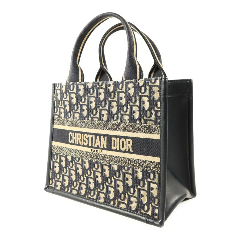 Dior 帆布/牛皮皮革Dior Book Tote Small金扣手挽肩背兩用袋-2