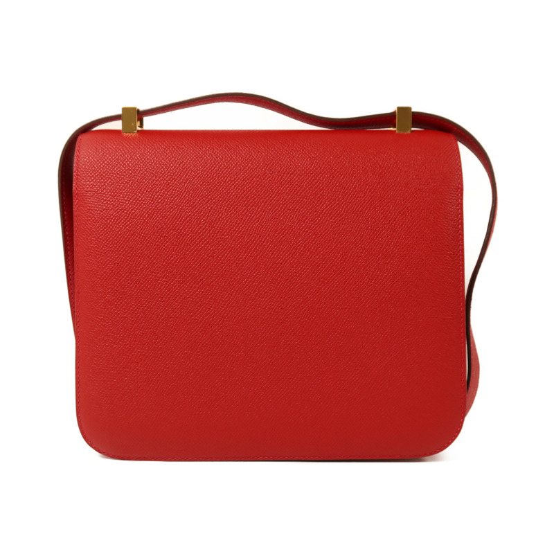 HERMES Epsom皮革Constance 24金扣肩背袋Rouge Casaque-1