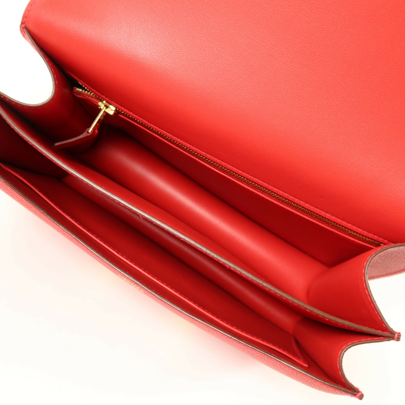 HERMES Epsom皮革Constance 24金扣肩背袋Rouge Casaque-4