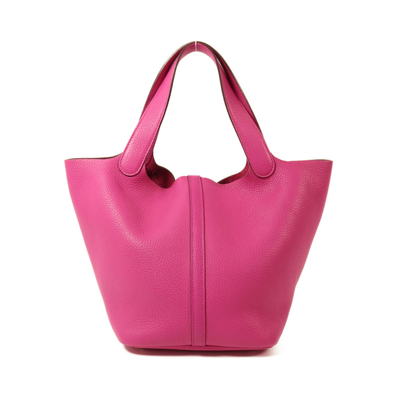 HERMES Clemence皮革Picotin MM銀扣手挽袋Magnolia-1