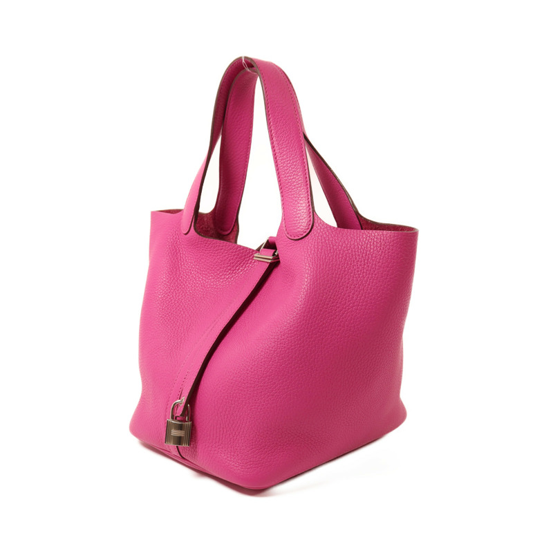 HERMES Clemence皮革Picotin MM銀扣手挽袋Magnolia-2