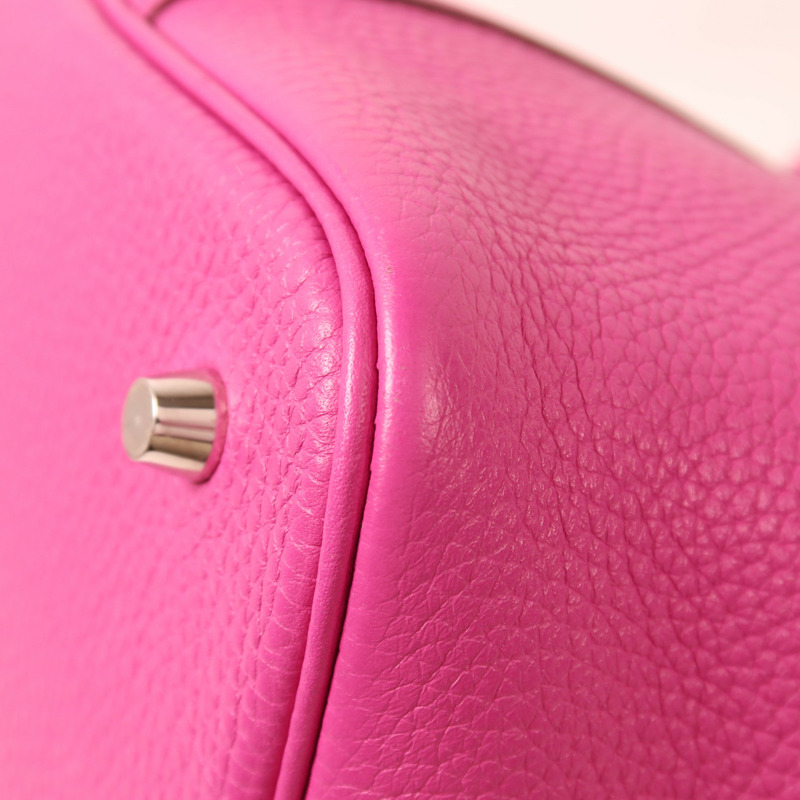 HERMES Clemence皮革Picotin MM銀扣手挽袋Magnolia-13