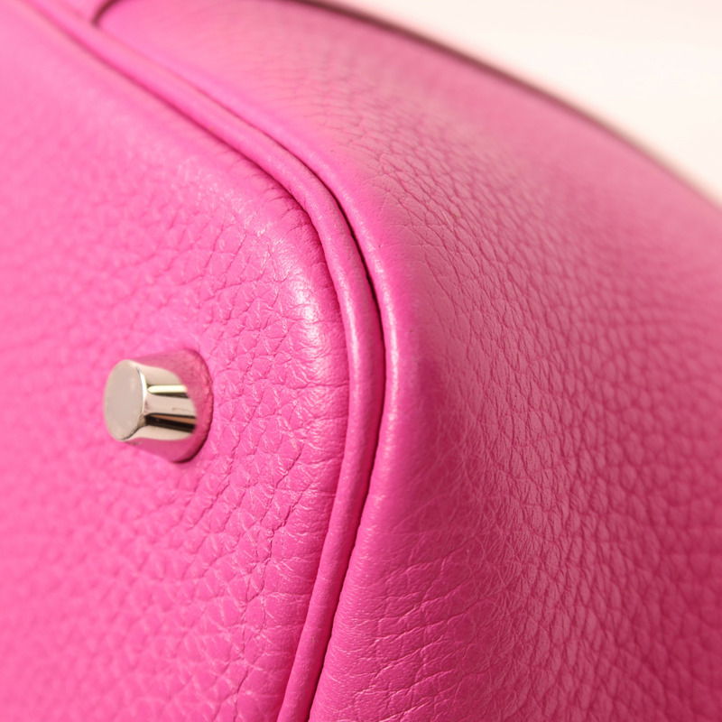 HERMES Clemence皮革Picotin MM銀扣手挽袋Magnolia-15