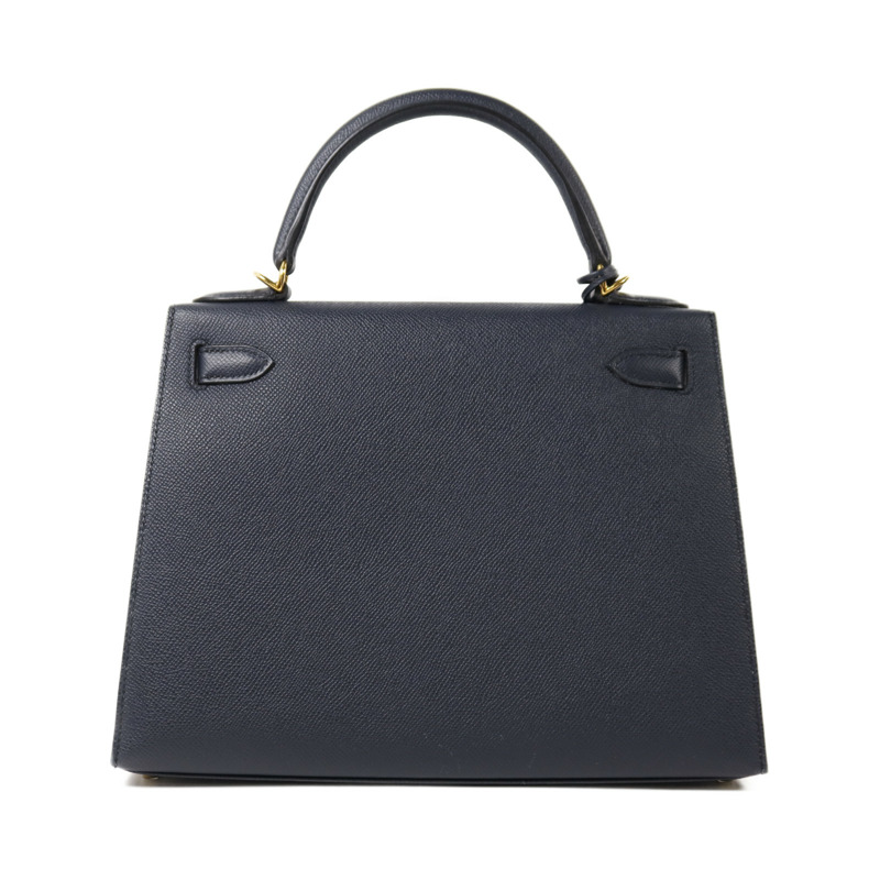 HERMES Epsom皮革Kelly 28金扣手挽肩背兩用袋Blue IndigoBlue Indigo-1