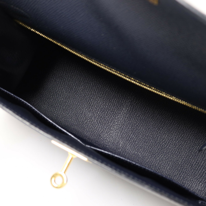 HERMES Epsom皮革Kelly 28金扣手挽肩背兩用袋Blue IndigoBlue Indigo-4