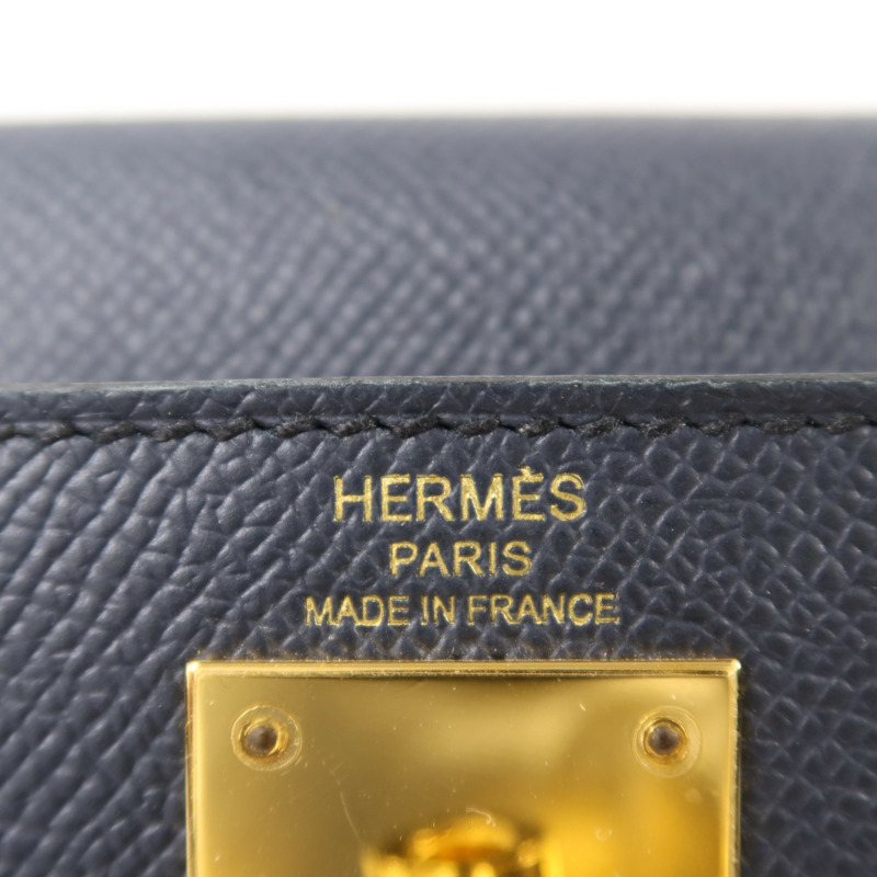 HERMES Epsom皮革Kelly 28金扣手挽肩背兩用袋Blue IndigoBlue Indigo-5